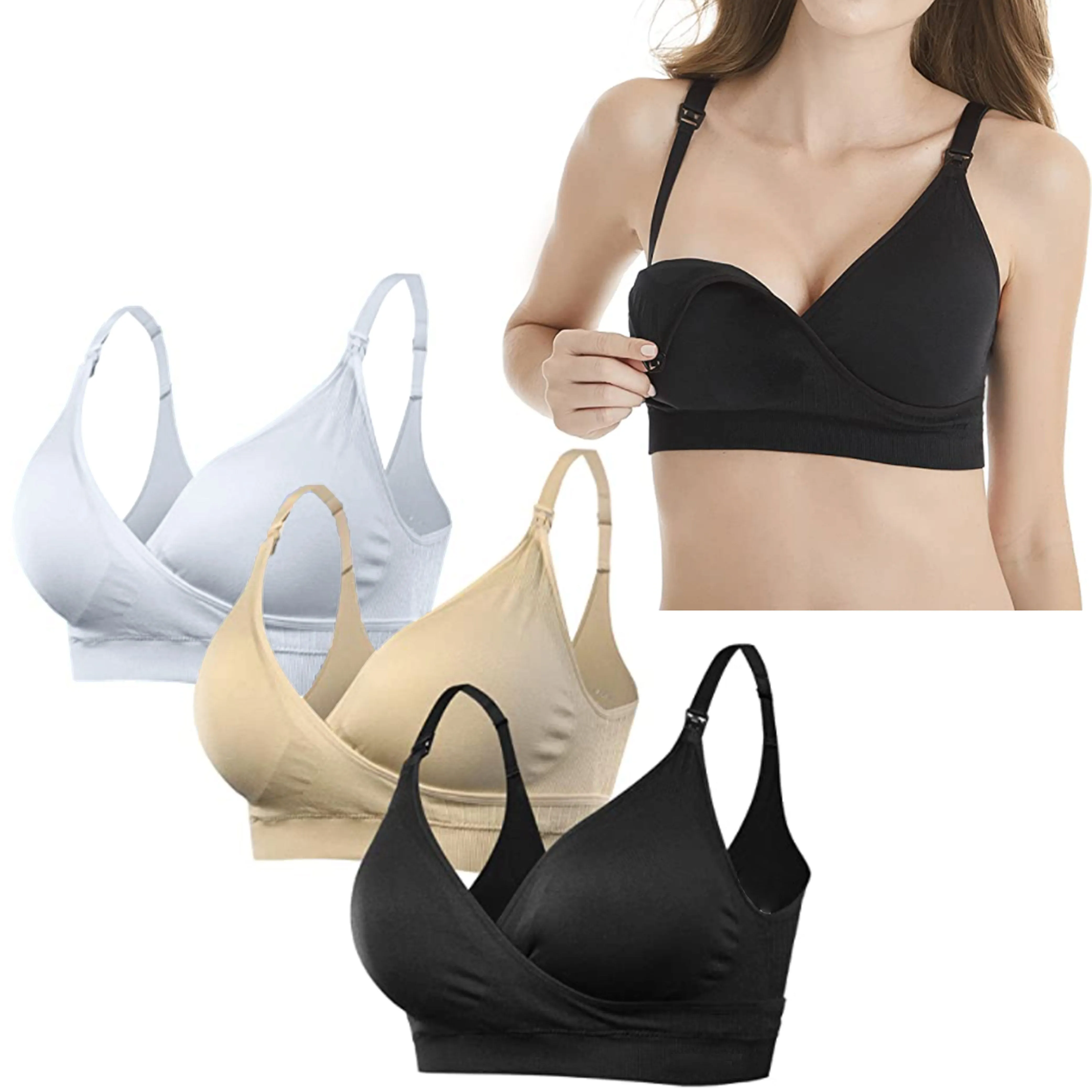 1 Pc Womens Maternity Pregnancy Nursing Bra Padded Comfort Wire Free Stretch S-M