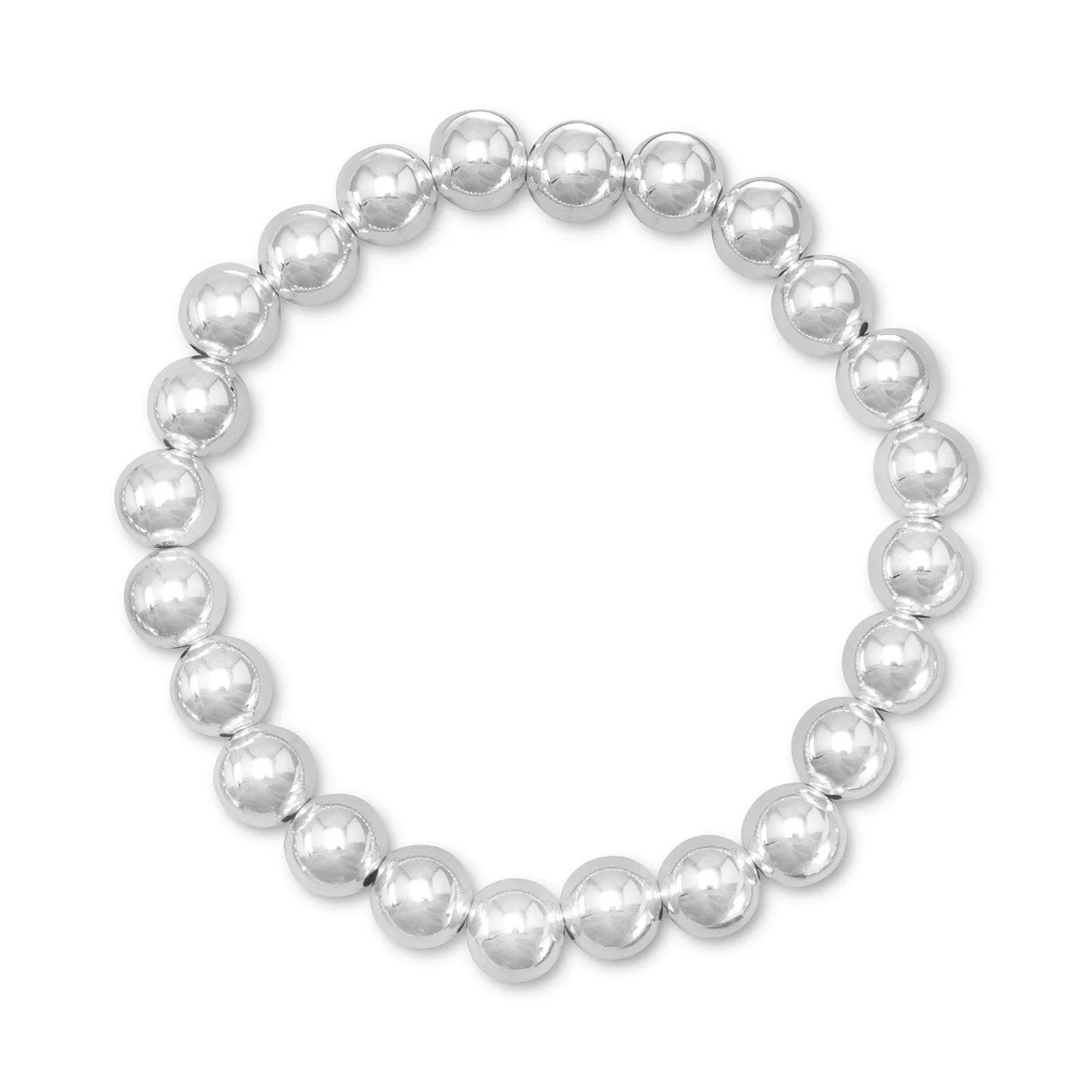 7" 8mm Sterling Silver Bead Stretch Bracelet