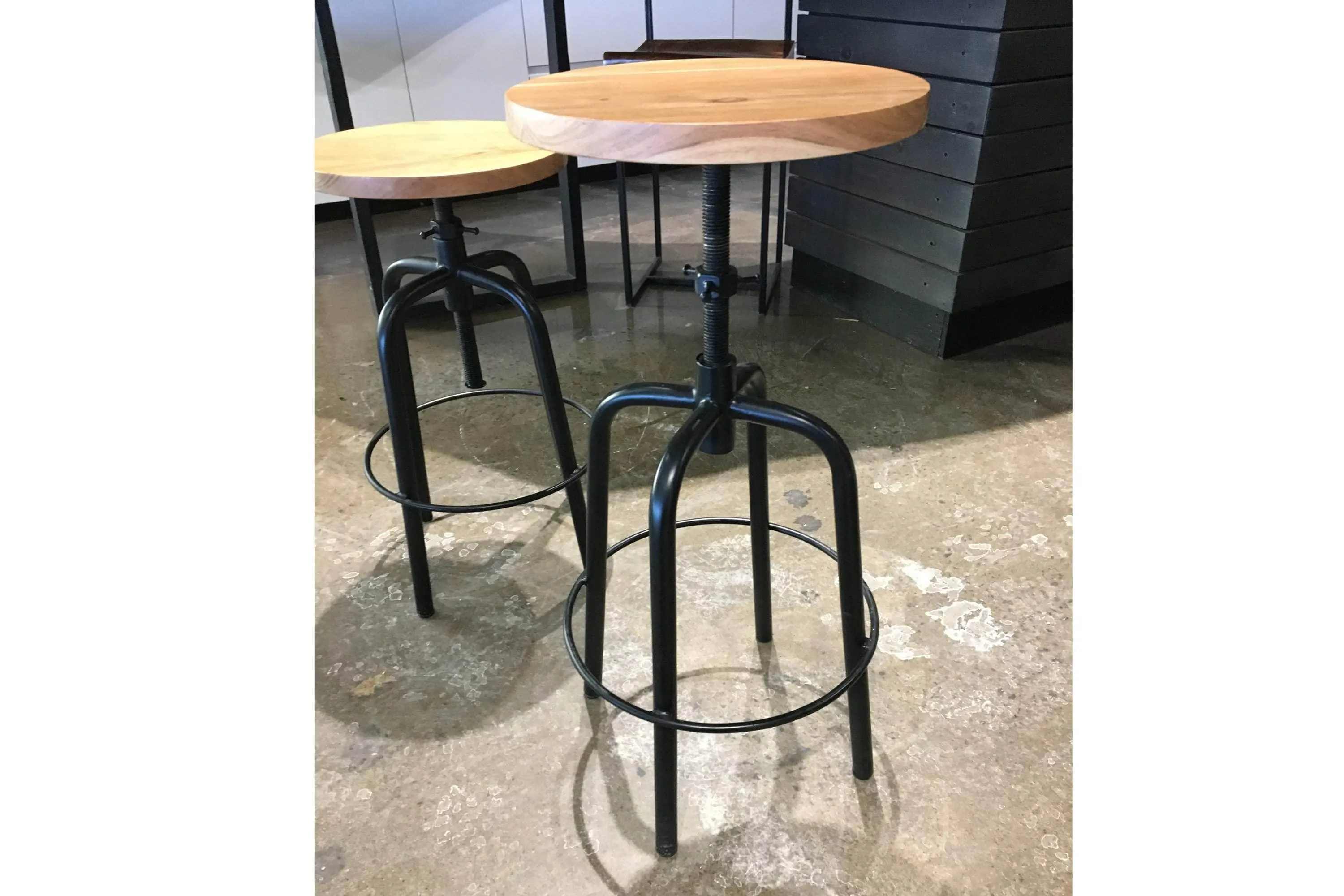 Adjustable Height Round Wood Dining Stool - Available in 2 Wood Types