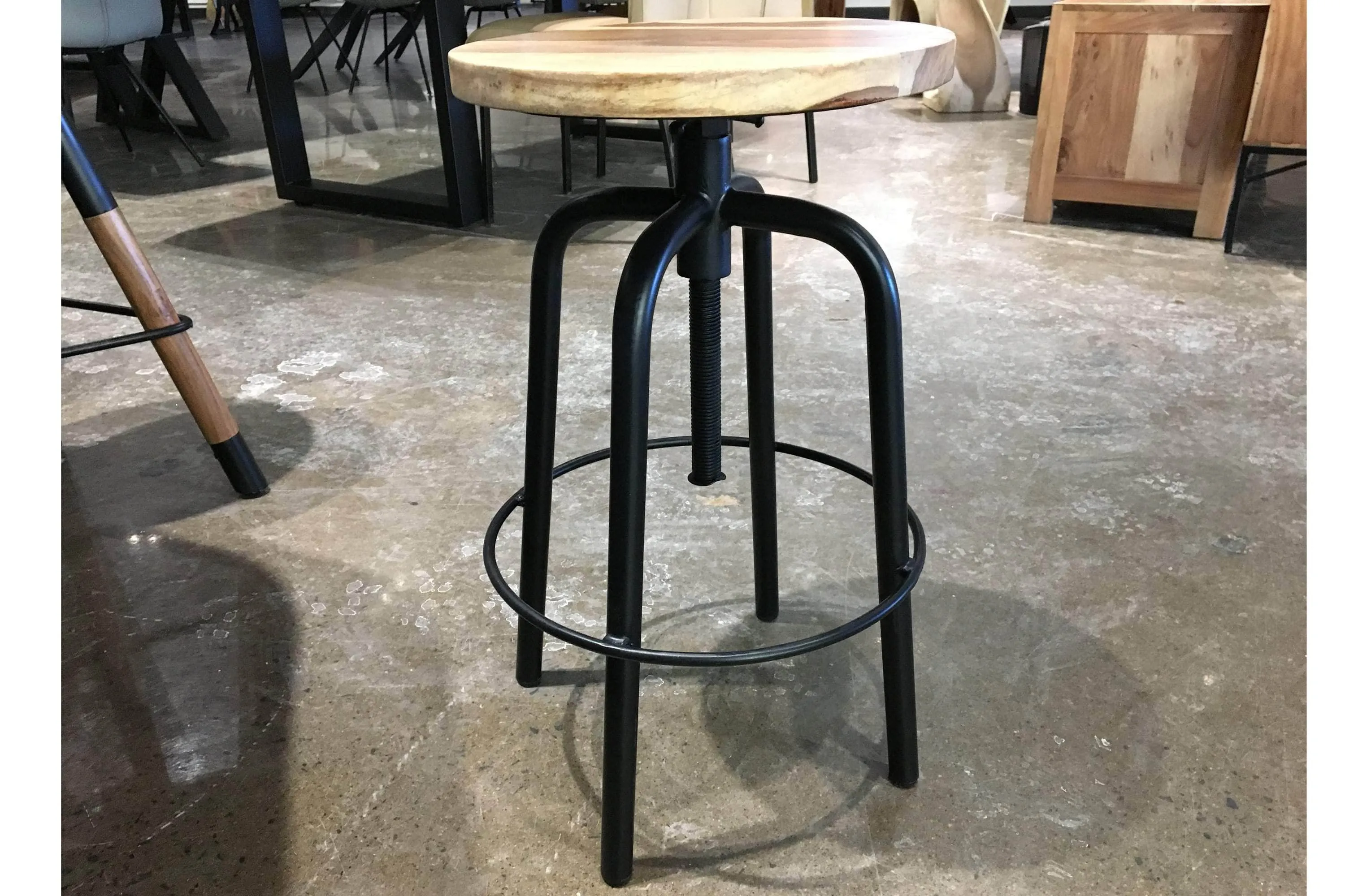 Adjustable Height Round Wood Dining Stool - Available in 2 Wood Types