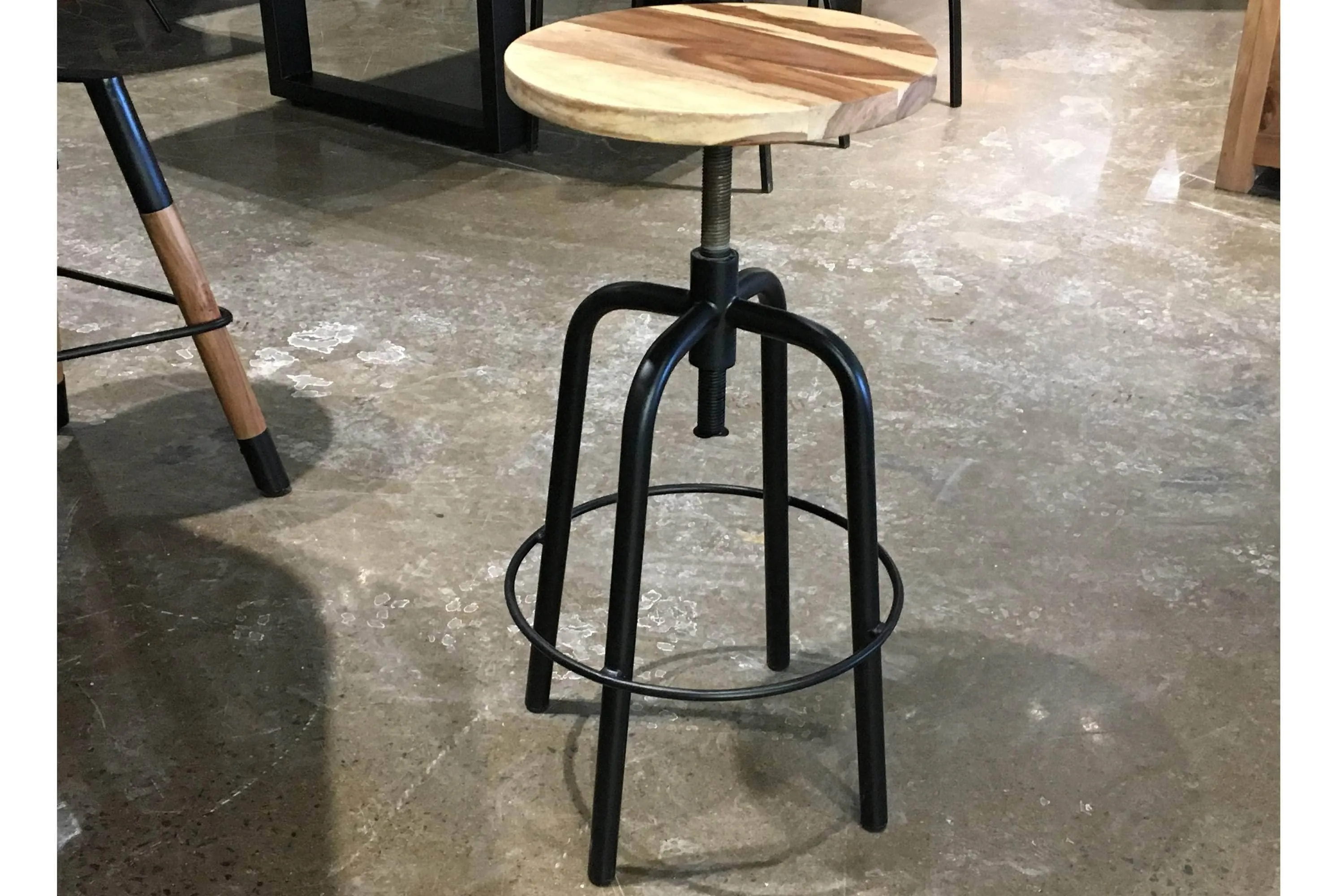 Adjustable Height Round Wood Dining Stool - Available in 2 Wood Types