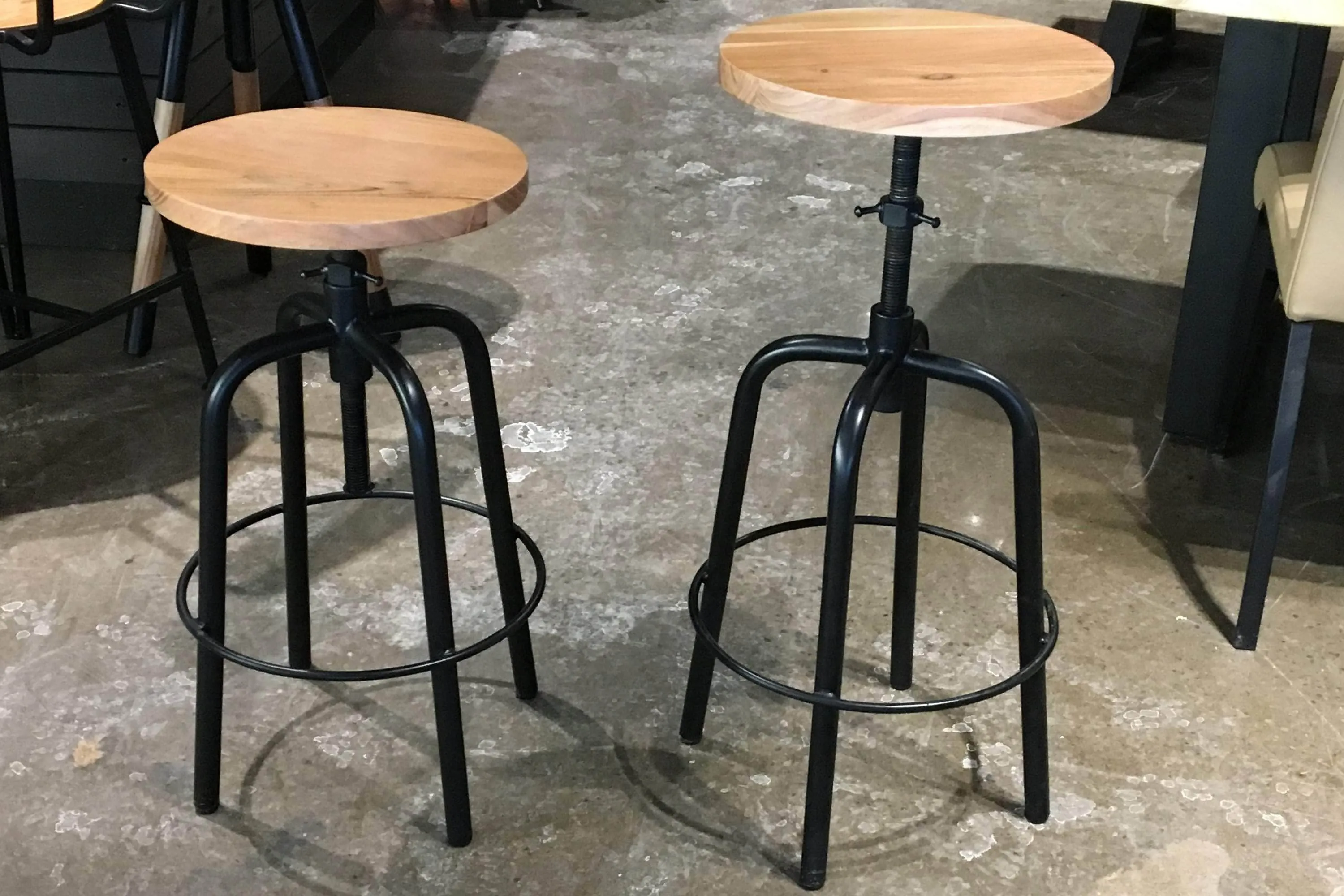 Adjustable Height Round Wood Dining Stool - Available in 2 Wood Types