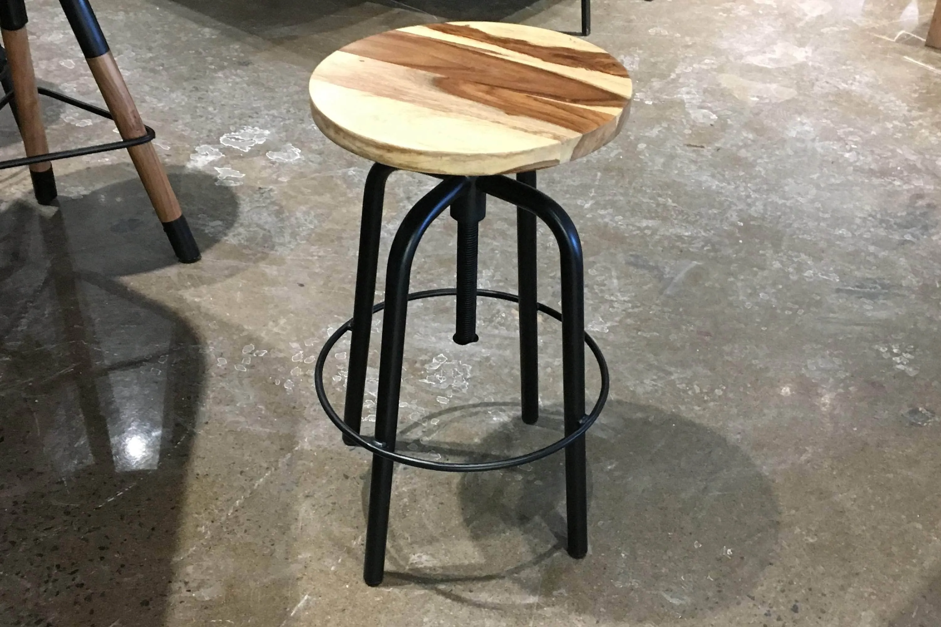 Adjustable Height Round Wood Dining Stool - Available in 2 Wood Types