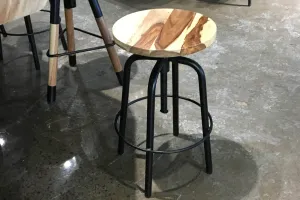 Adjustable Height Round Wood Dining Stool - Available in 2 Wood Types