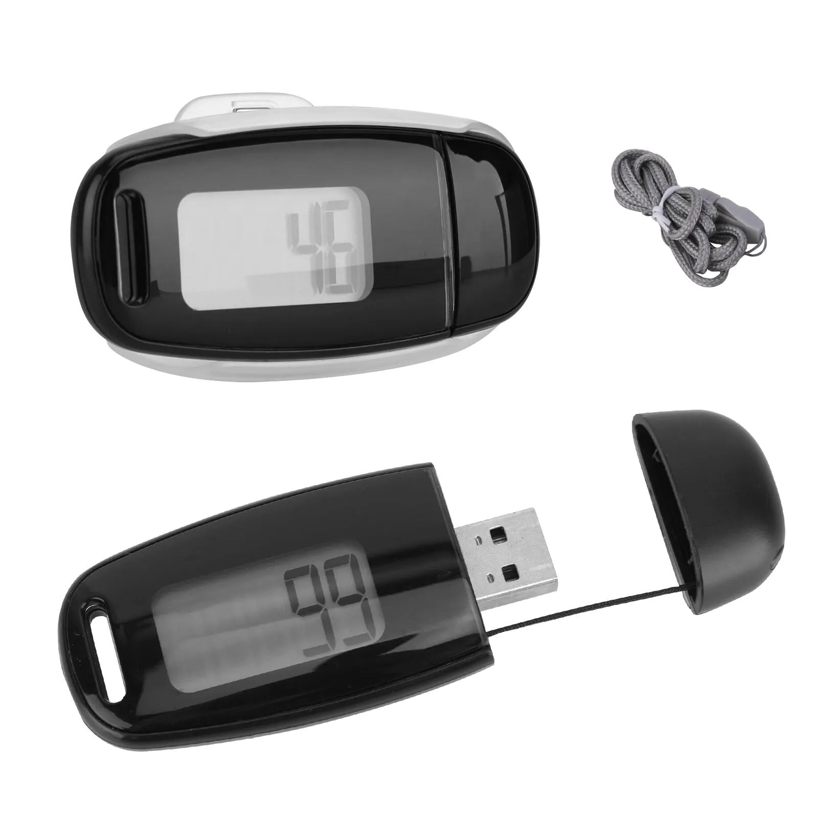 Blingbin 3D Pedometer for Walking, Simple Digital Step Counter with Removable Clip and Lanyard, USB Rechargeable Accurate Pedometers for Steps Track with Backlight for Men Women Kids Running Hiking
