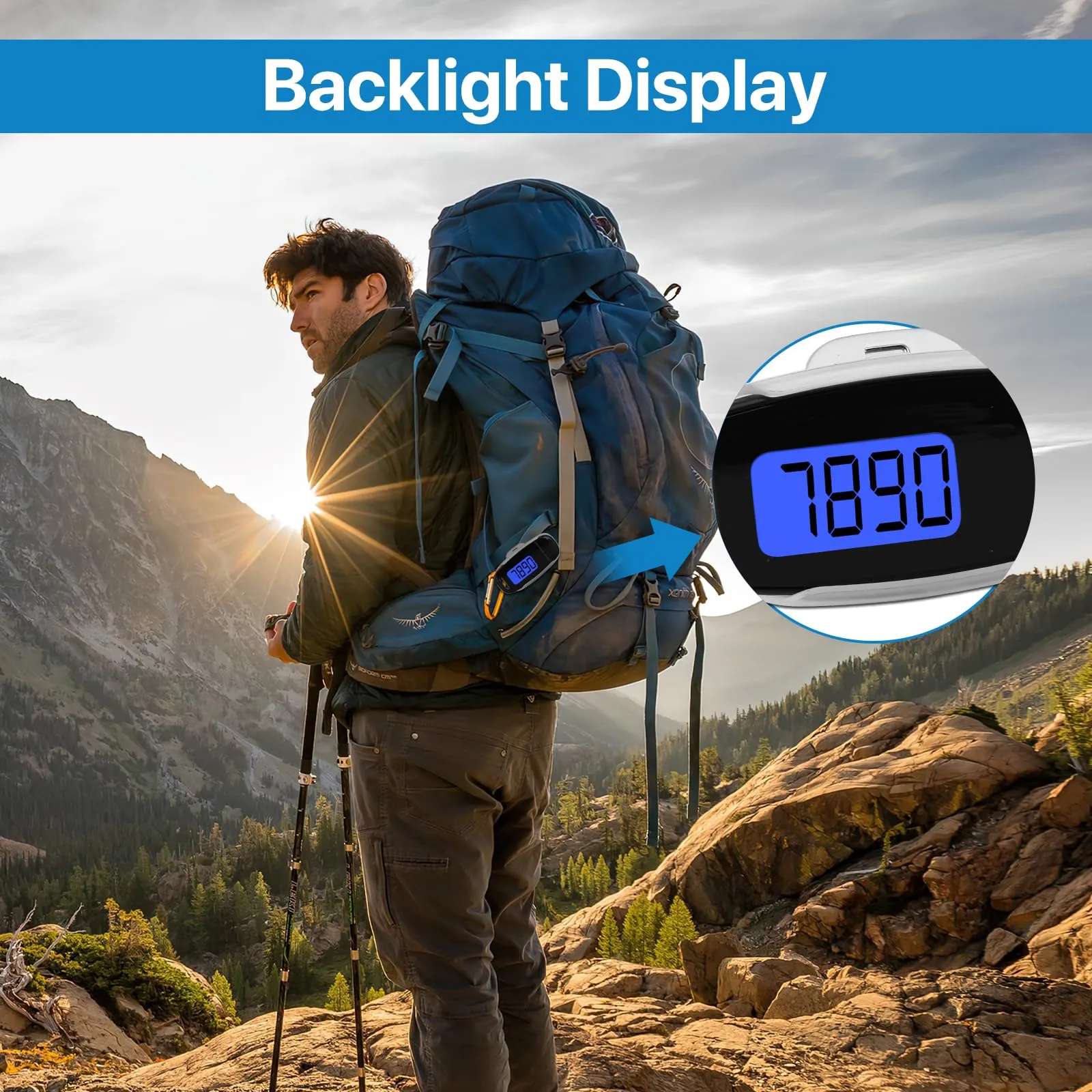 Blingbin 3D Pedometer for Walking, Simple Digital Step Counter with Removable Clip and Lanyard, USB Rechargeable Accurate Pedometers for Steps Track with Backlight for Men Women Kids Running Hiking