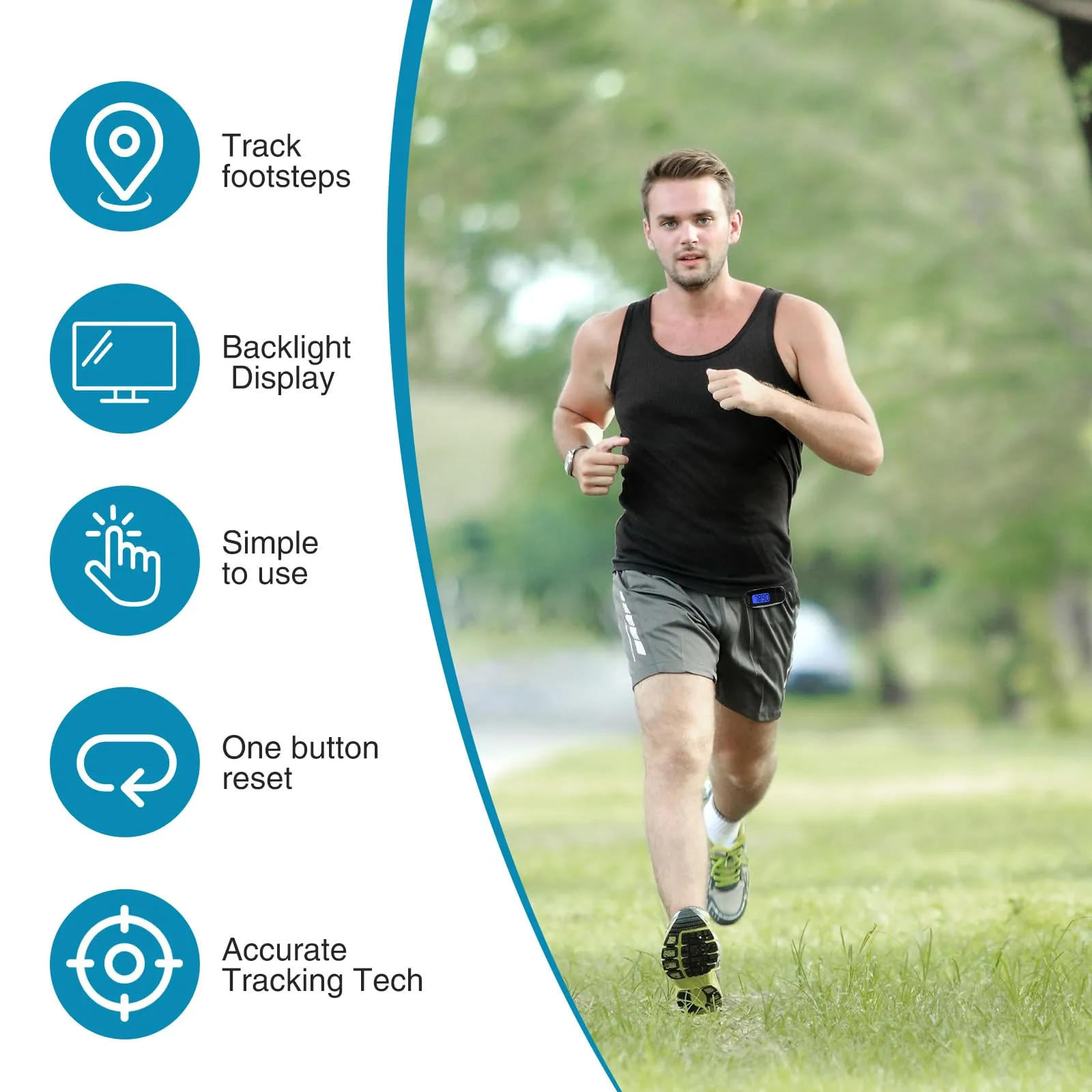 Blingbin 3D Pedometer for Walking, Simple Digital Step Counter with Removable Clip and Lanyard, USB Rechargeable Accurate Pedometers for Steps Track with Backlight for Men Women Kids Running Hiking