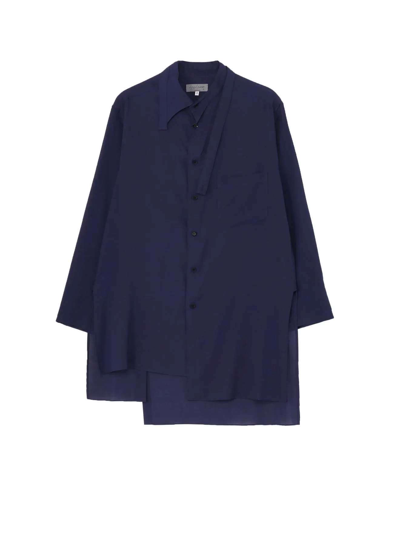 CELLULOSE LAWN IND DYEING ASYMMETRY COLLAR BLOUSE