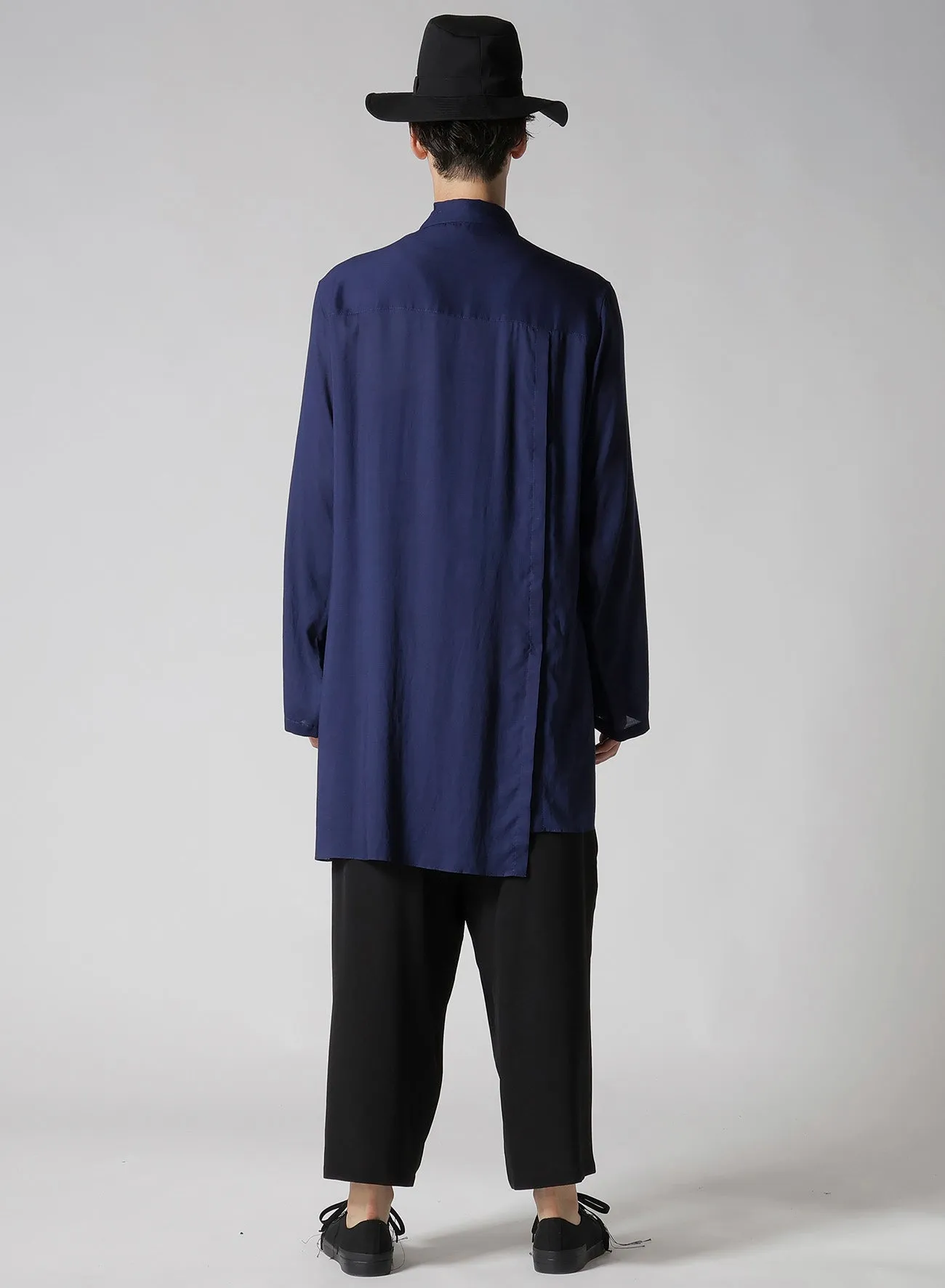 CELLULOSE LAWN IND DYEING ASYMMETRY COLLAR BLOUSE