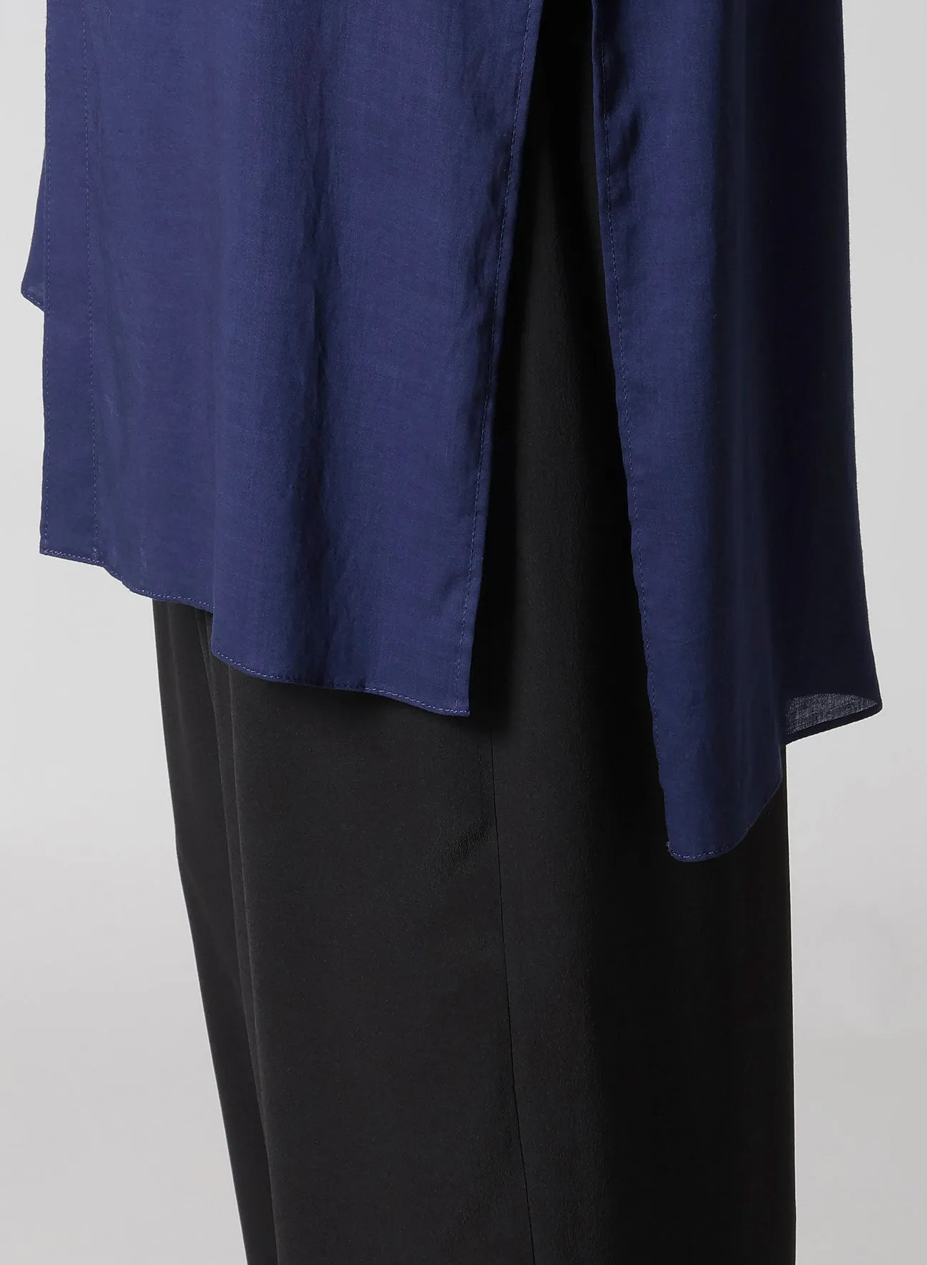 CELLULOSE LAWN IND DYEING ASYMMETRY COLLAR BLOUSE