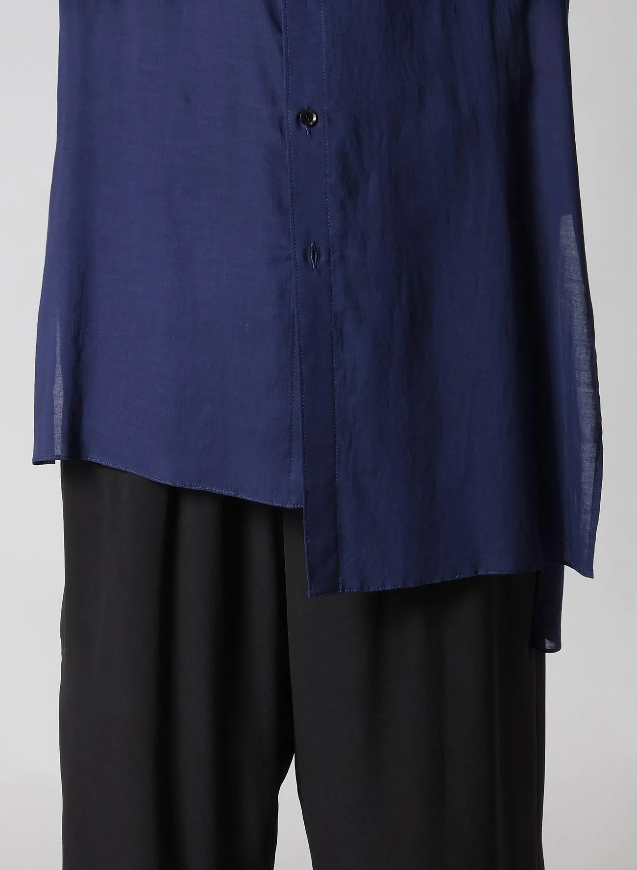 CELLULOSE LAWN IND DYEING ASYMMETRY COLLAR BLOUSE