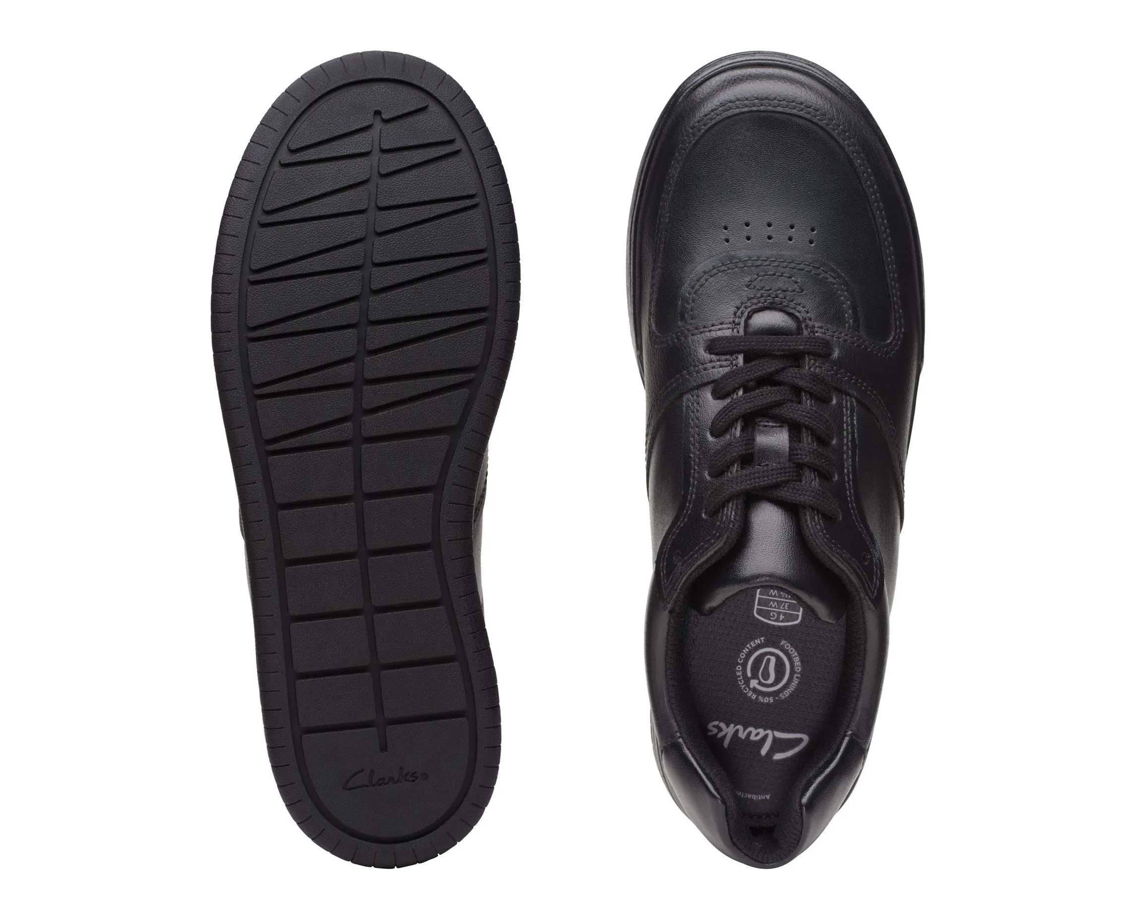 Clarks Fawn Lay Black Leather - Wide Width