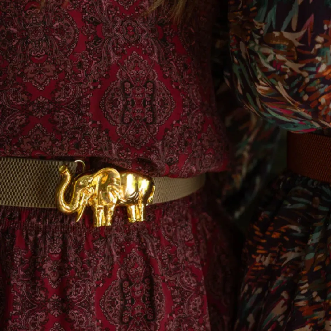 Elephant Artisan Interchangeable Belt Buckle w/ Gold Finish