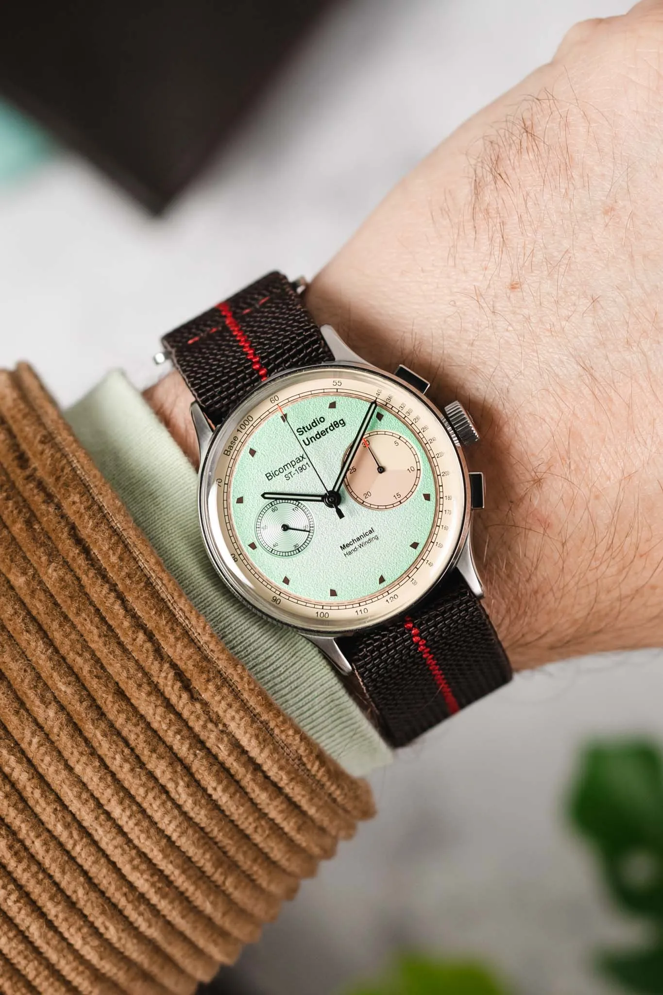 Erika's Originals HAVANA MN™ Strap with RED Centerline - BRUSHED Hardware