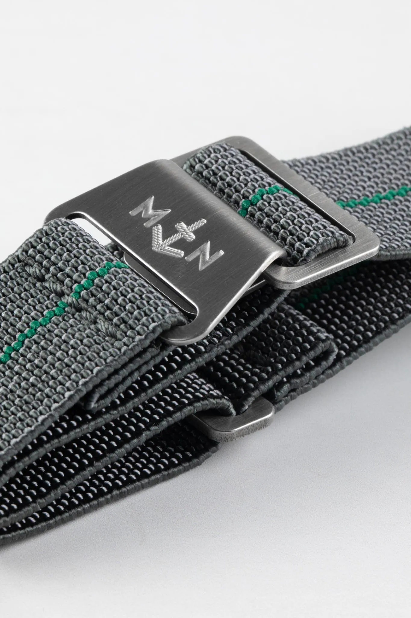 Erika's Originals MIRAGE MN™ Strap with GREEN Centerline - BRUSHED Hardware