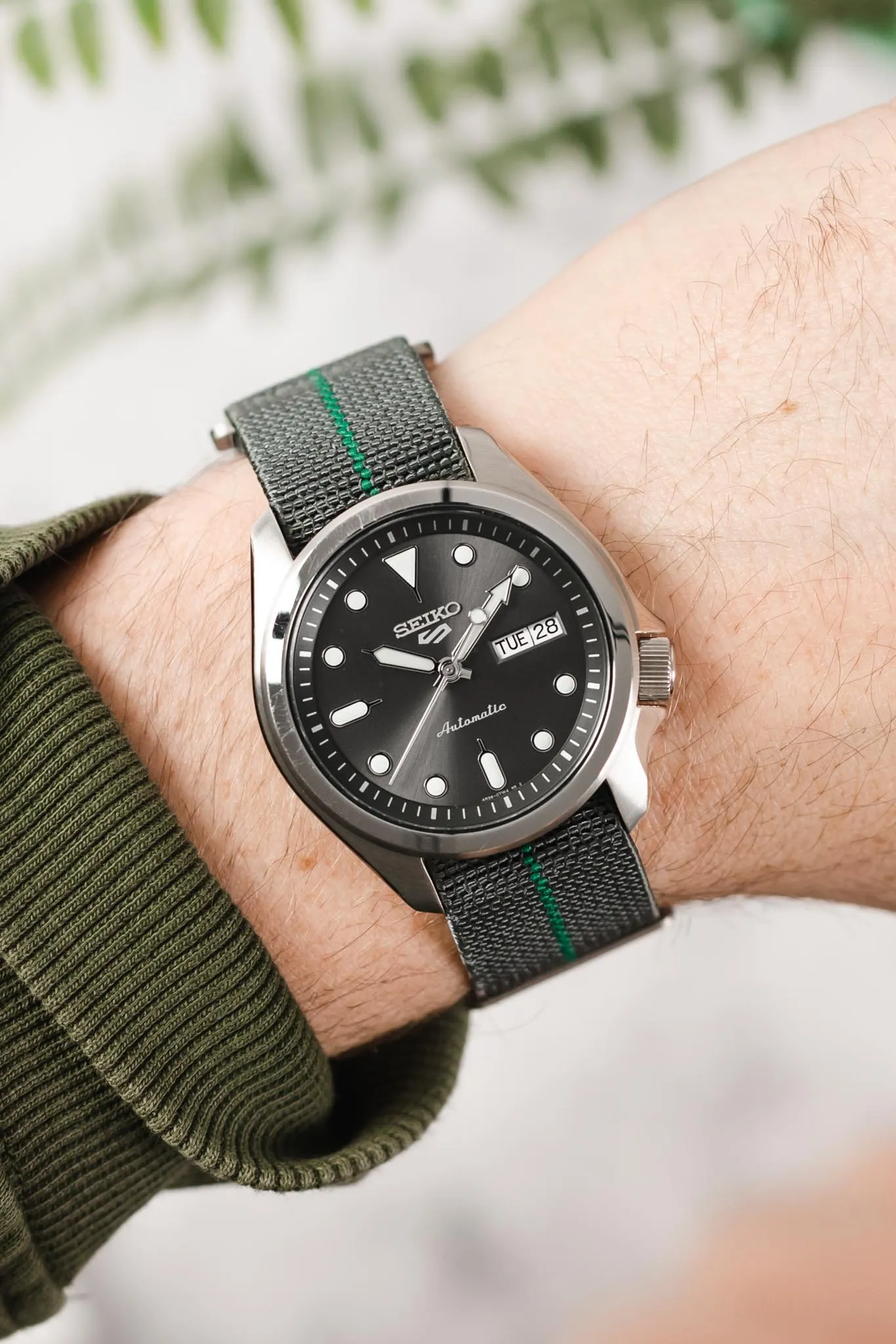 Erika's Originals MIRAGE MN™ Strap with GREEN Centerline - BRUSHED Hardware