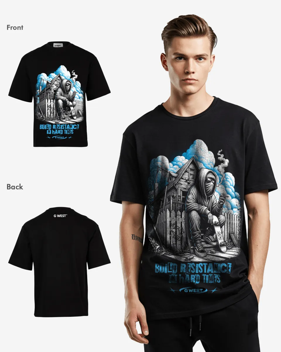 G-WEST BUILD RESISTANCE IN HARD TIME OVERSIZED TEE GWROJMT120