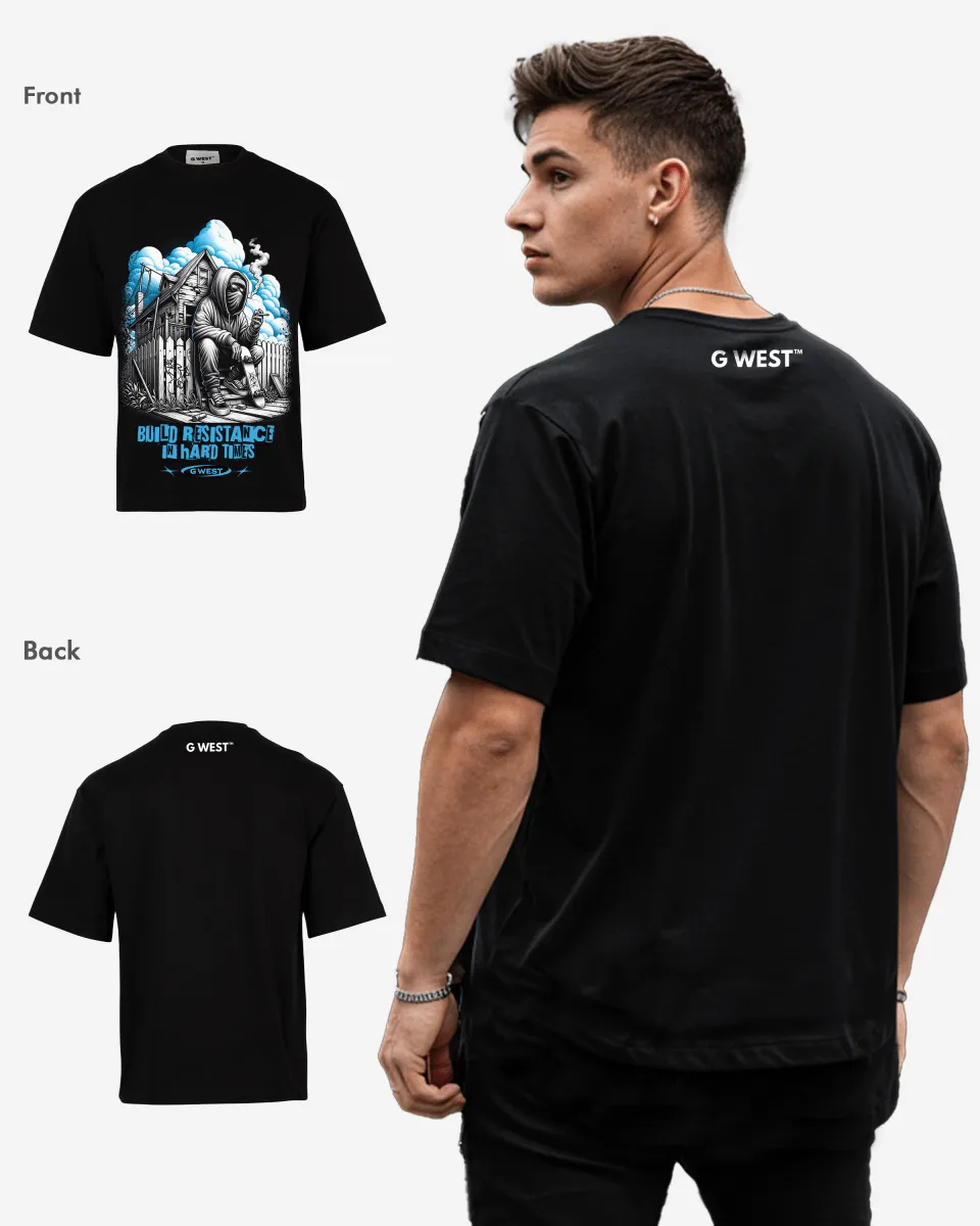 G-WEST BUILD RESISTANCE IN HARD TIME OVERSIZED TEE GWROJMT120