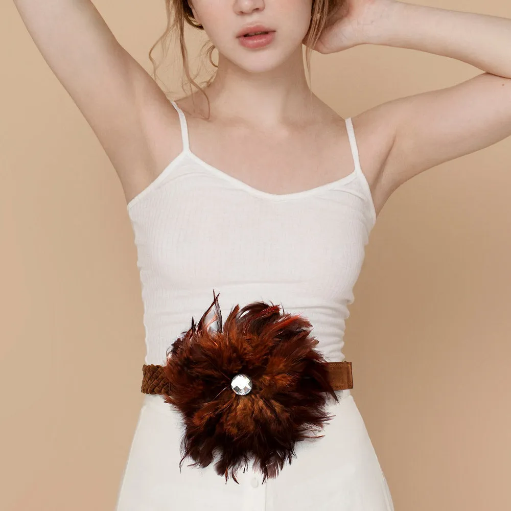 iLLASPARKZ Feather Flower Centered Elastic Belt