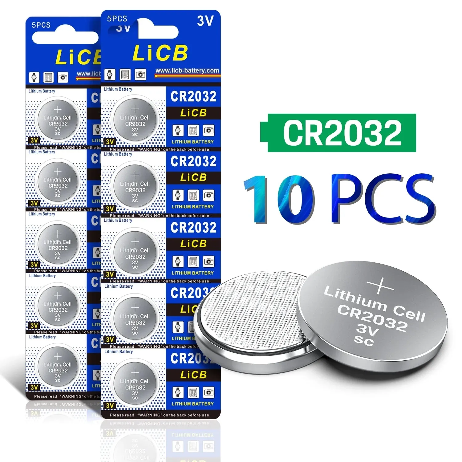LiCB Cr2032 Battery 2032 3v Lithium Coin Battery Cell CR 2032 Button Batteries10-Pack