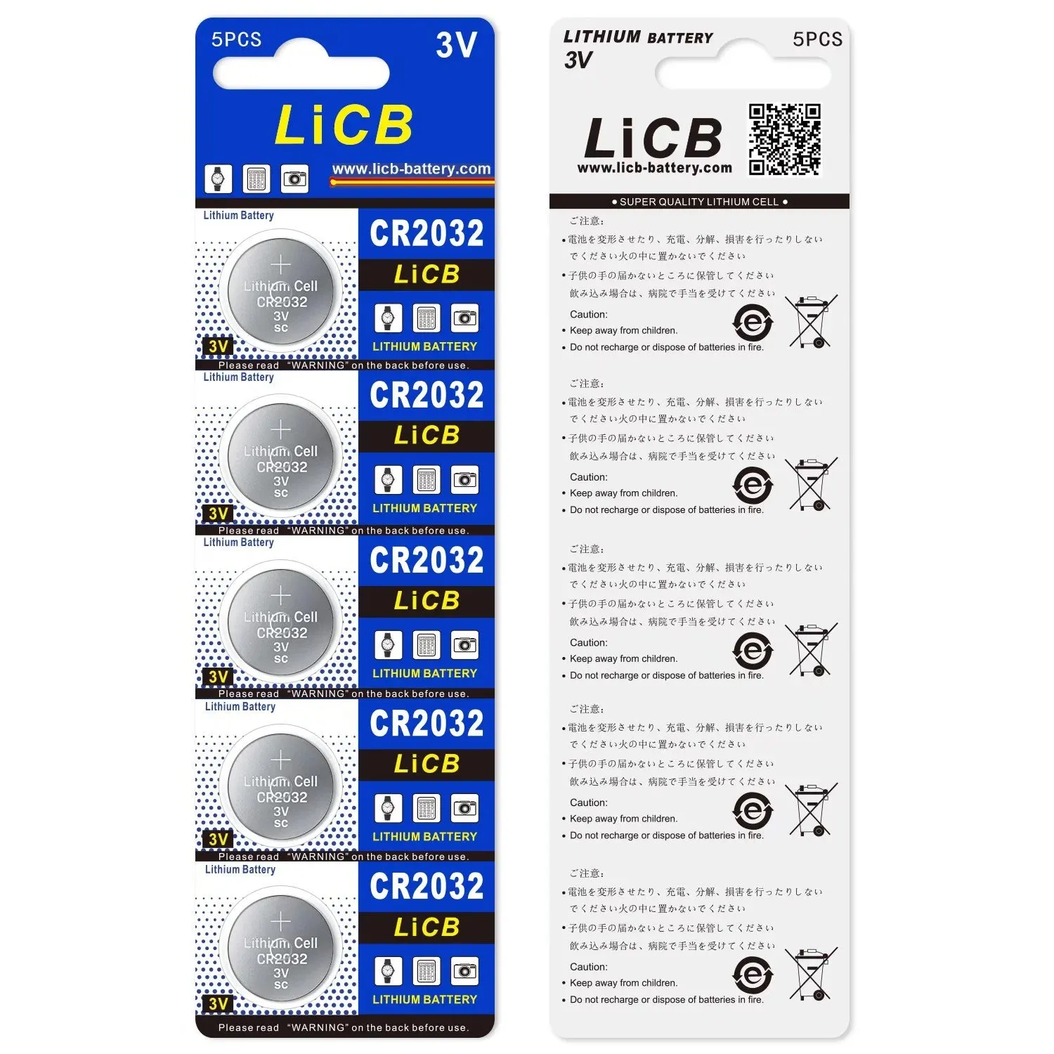LiCB Cr2032 Battery 2032 3v Lithium Coin Battery Cell CR 2032 Button Batteries10-Pack
