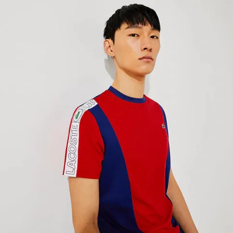 Men LACOSTE Sport Branded Bands Piqu T-Shirt