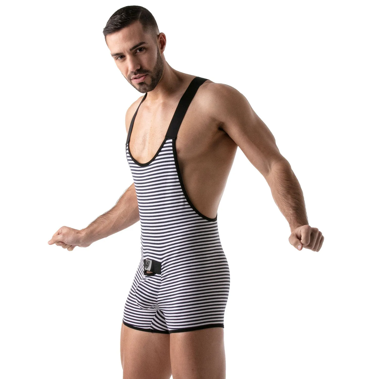 TOF Paris Stripes Push Up Wrestling Bodysuit