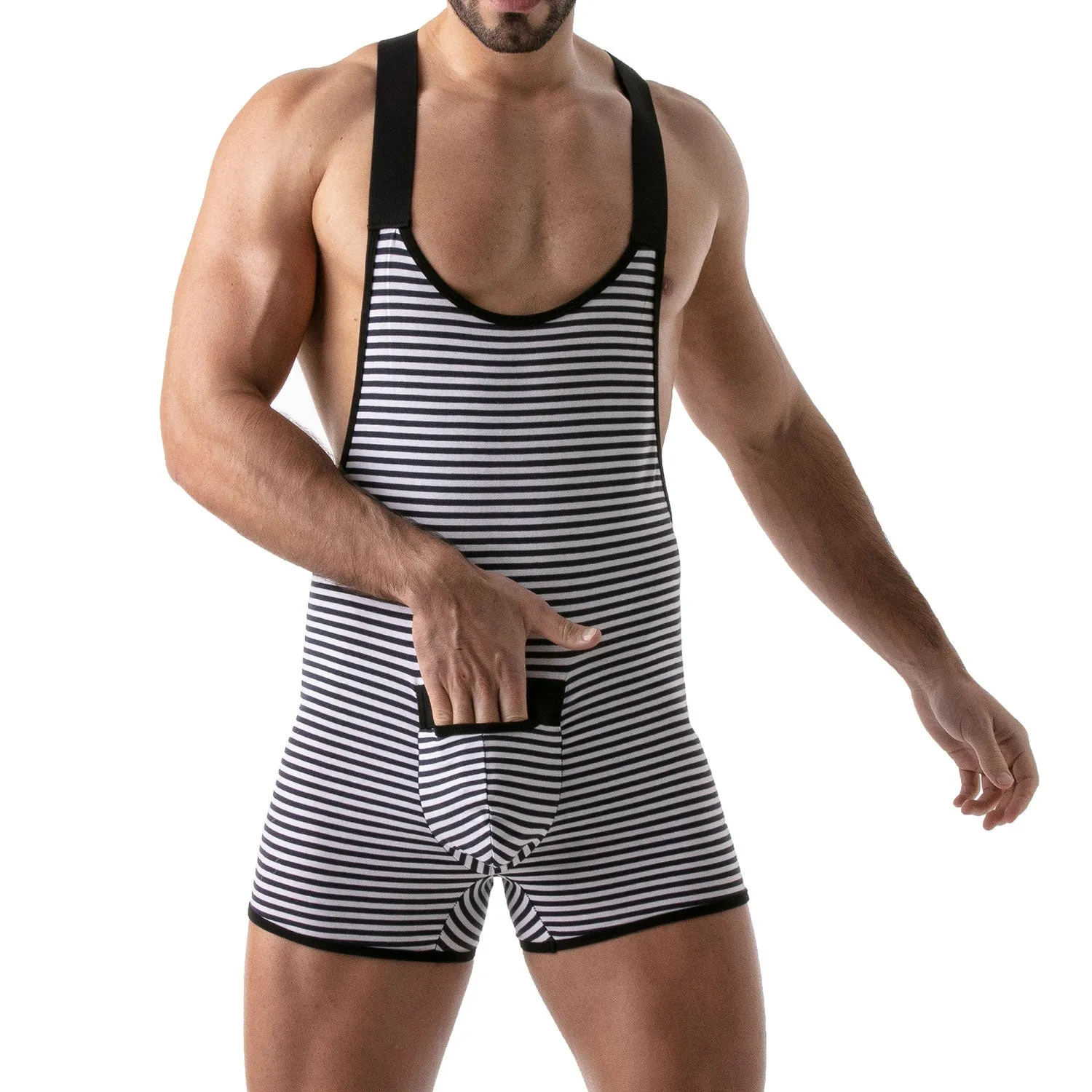 TOF Paris Stripes Push Up Wrestling Bodysuit