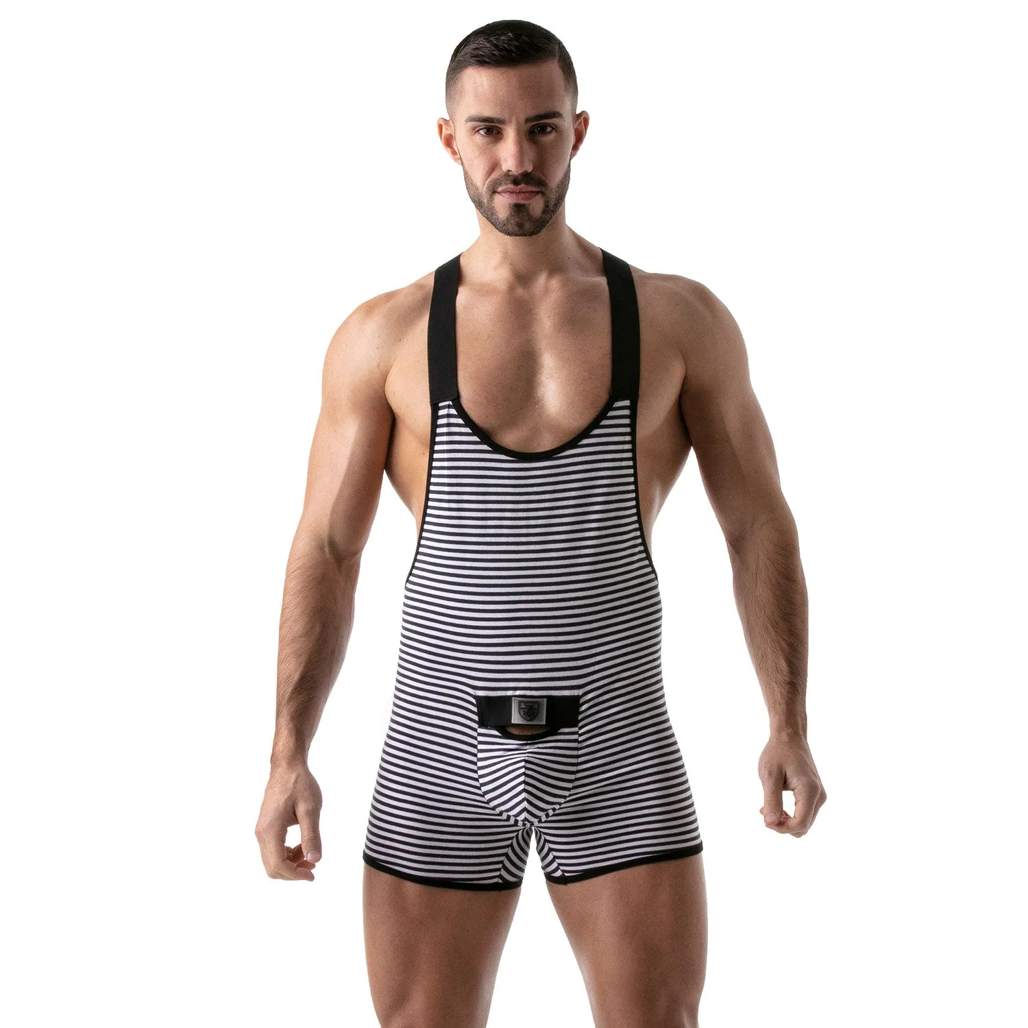 TOF Paris Stripes Push Up Wrestling Bodysuit