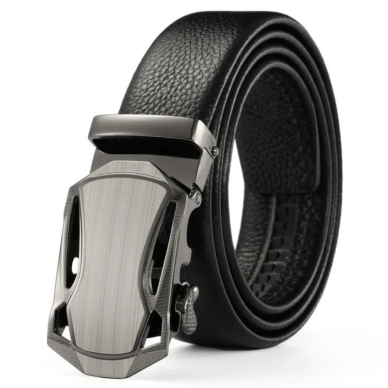 West Louis Automatic Buckle Leather Business Belt