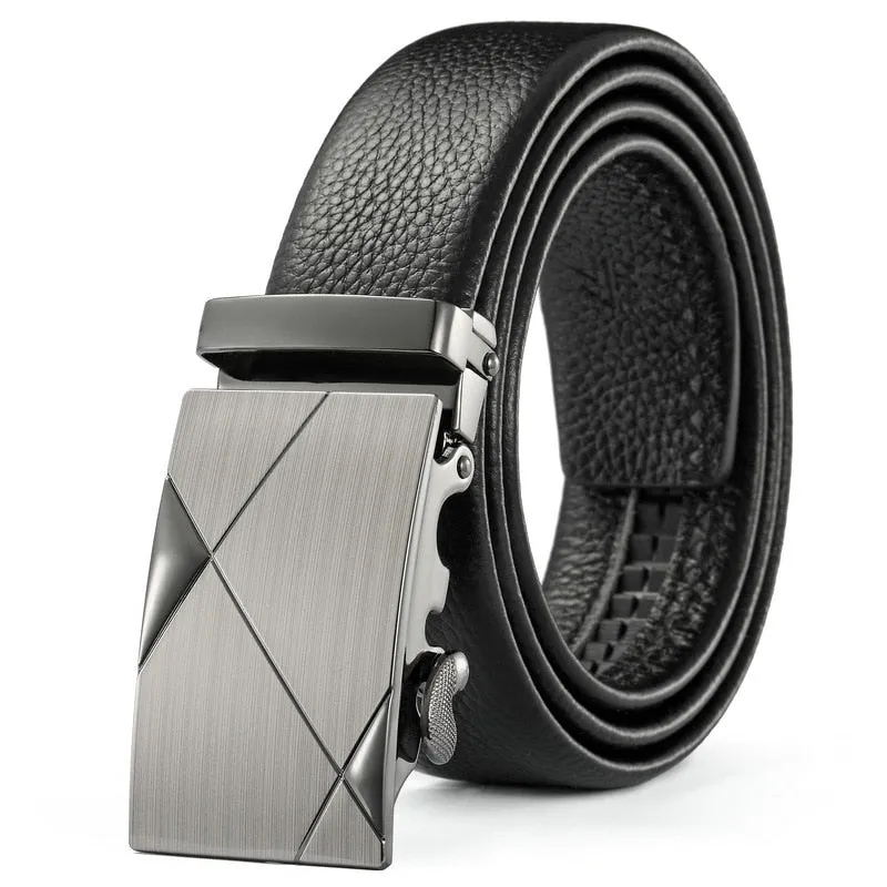 West Louis Automatic Buckle Leather Business Belt