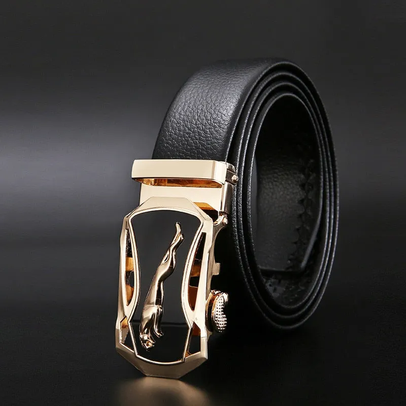 West Louis Automatic Buckle Leather Business Belt